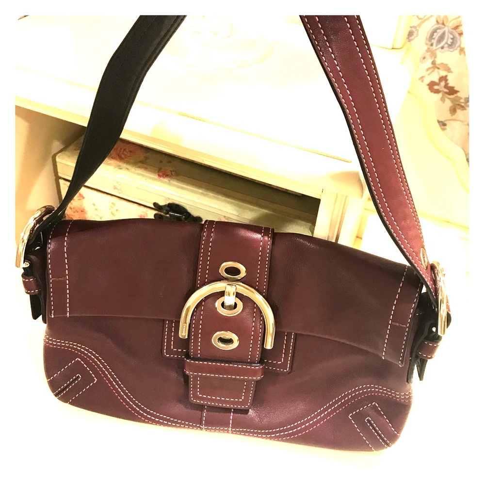 Authentic Coach Shoulder Bag Maroon